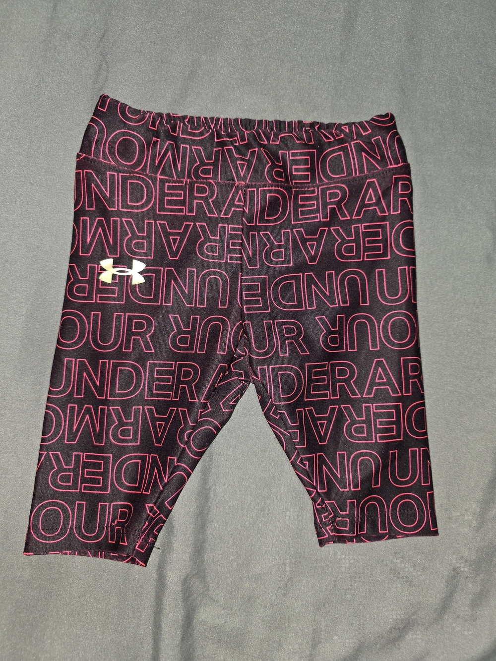 Under Armour Black Leggings with Pink All-Over Logo
